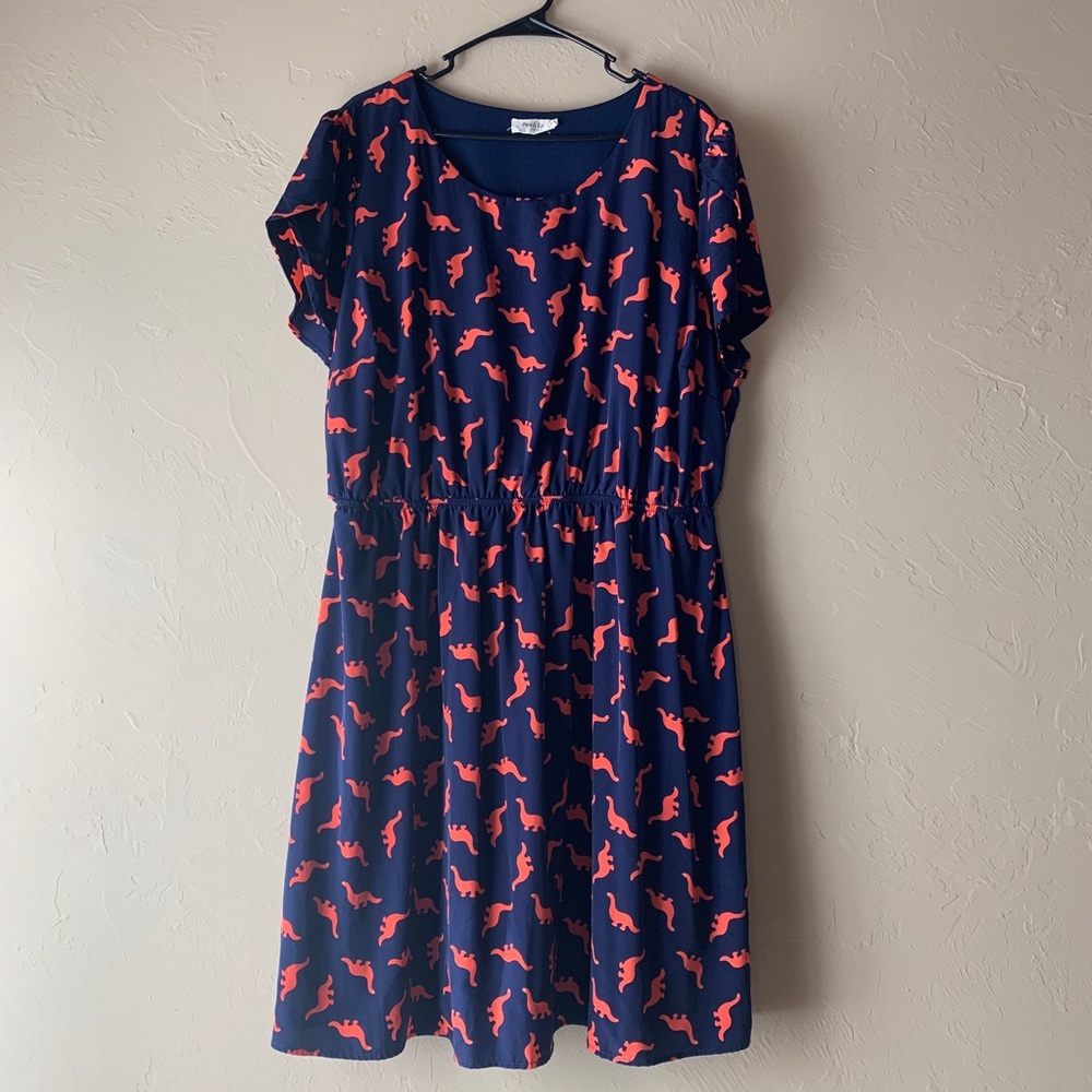 Blue & Orange Dinosaur Brontosaurus A Line Dress🦕